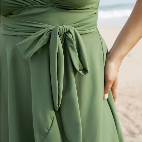 BloomChic Olive Green Wrap One-Piece Swimdress - Picture 4 of 5